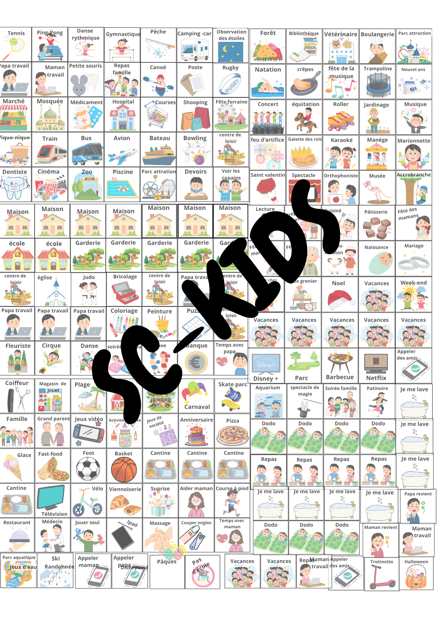 Semainier XL enfant - plus de 200 vignettes incluses - PRÊT A L'EMPLOI